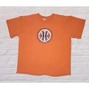 Vtg Y2K Nike Basketball T Shirt Mens XL Orange Short Sleeve Cotton 3D Logo